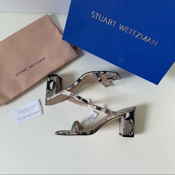 Stuart Weitzman Aleena Roccia Snake Pattern Block Heel Sandal New In Box - Picture 7 of 16